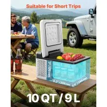 VEVOR 12 Volt Refrigerator 10 Qt, Portable Mini Freezer (-4℉~68℉) with APP Control Car Compressor Fridge Cooler 12V/24V DC and 110-220V AC For Camping, Road Trip, Travel, Outdoor and Home