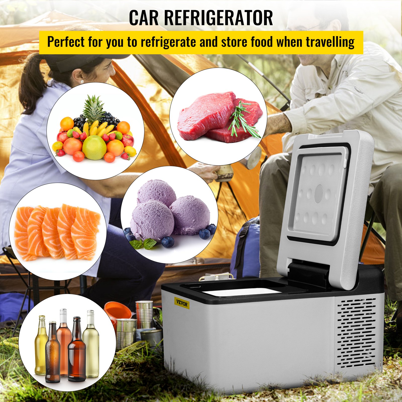 12 Volt Refrigerator 10 Qt, Portable Mini Freezer (-4℉~68℉) W/APP Control Car Compressor Fridge Cooler 12V/24V DC and 110-220V AC For Camping, Road Trip, Travel, Outdoor and Home 12 Volt Refrigerator 10 Qt, Portable Mini Freezer (-4℉~68℉) W/APP Control Car Compressor Fridge Cooler 12V/24V DC and 110-220V AC For Camping, Road Trip, Travel, Outdoor and Home