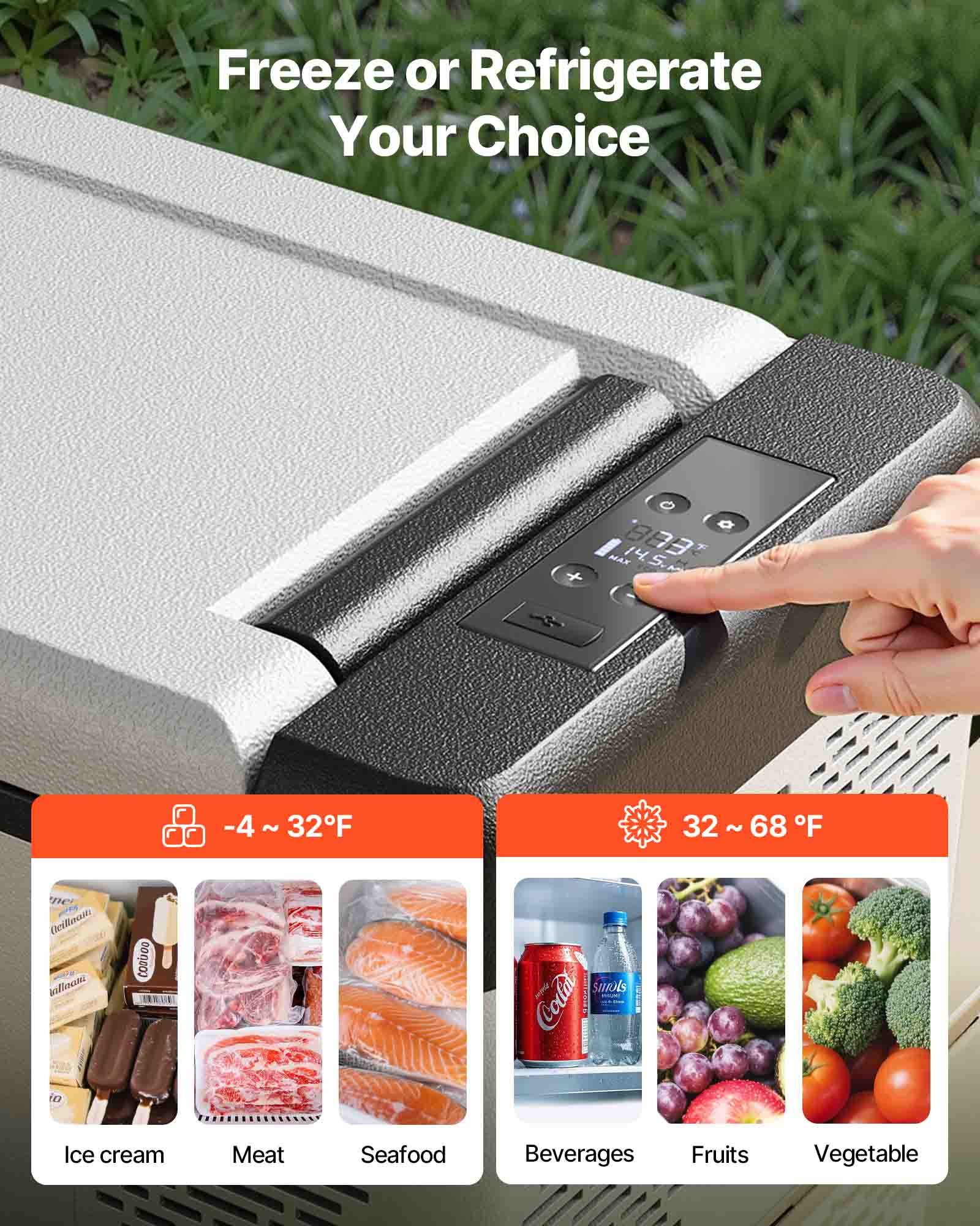 VEVOR 12 Volt Refrigerator 10 Qt, Portable Mini Freezer (-4℉~68℉) with APP Control Car Compressor Fridge Cooler 12V/24V DC and 110-220V AC For Camping, Road Trip, Travel, Outdoor and Home