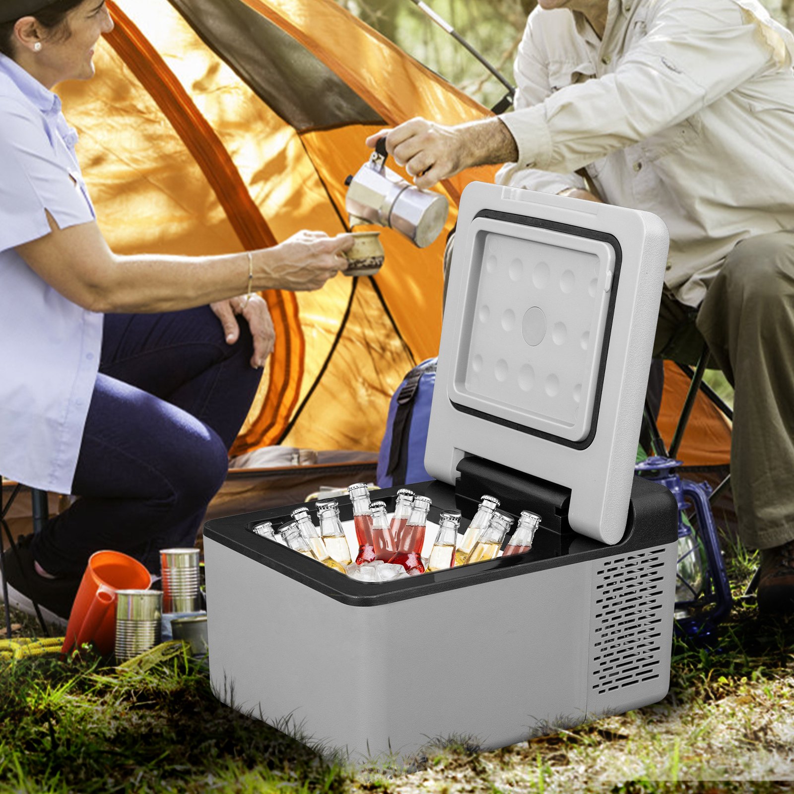 VEVOR 12 Volt Refrigerator 10 Qt, Portable Mini Freezer (-4℉~68℉) with APP Control Car Compressor Fridge Cooler 12V/24V DC and 110-220V AC For Camping, Road Trip, Travel, Outdoor and Home