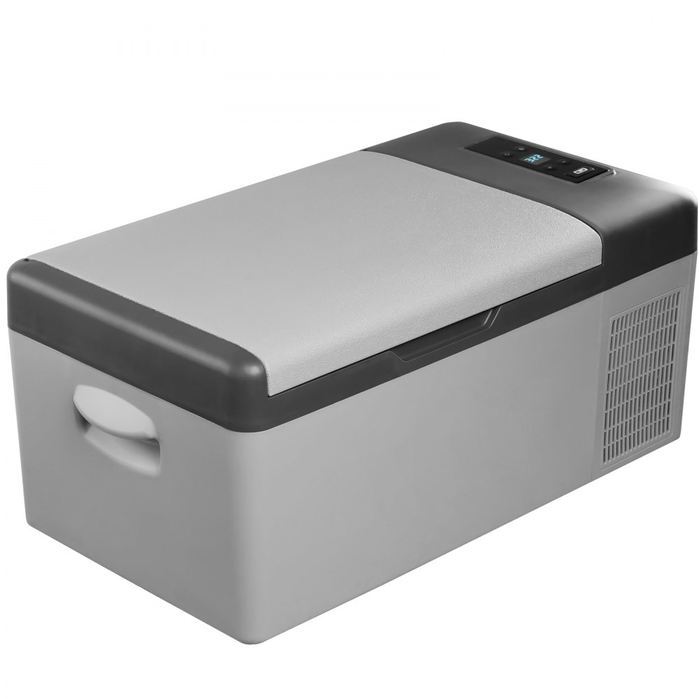 VEVOR 12 Volt Refrigerator 16 Qt, Portable Mini Car Fridge with -4℉-68℉ Cooling Range & App Control 12/24V DC & 110-240V AC Electric Compressor Cooler for Truck Vehicle RV Boat Outdoor & Home Use, Gre