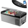 VEVOR 12 Volt Refrigerator 16 Qt, Portable Mini Car Fridge w/ -4℉-68℉ Cooling Range & App Control 12/24V DC & 110-240V AC Electric Compressor Cooler for Truck Vehicle RV Boat Outdoor & Home Use, Grey
