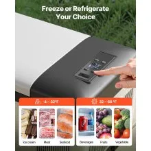 VEVOR 12 Volt Refrigerator 16 Qt, Portable Mini Car Fridge with -4℉-68℉ Cooling Range & App Control 12/24V DC & 110-240V AC Electric Compressor Cooler for Truck Vehicle RV Boat Outdoor & Home Use, Gre