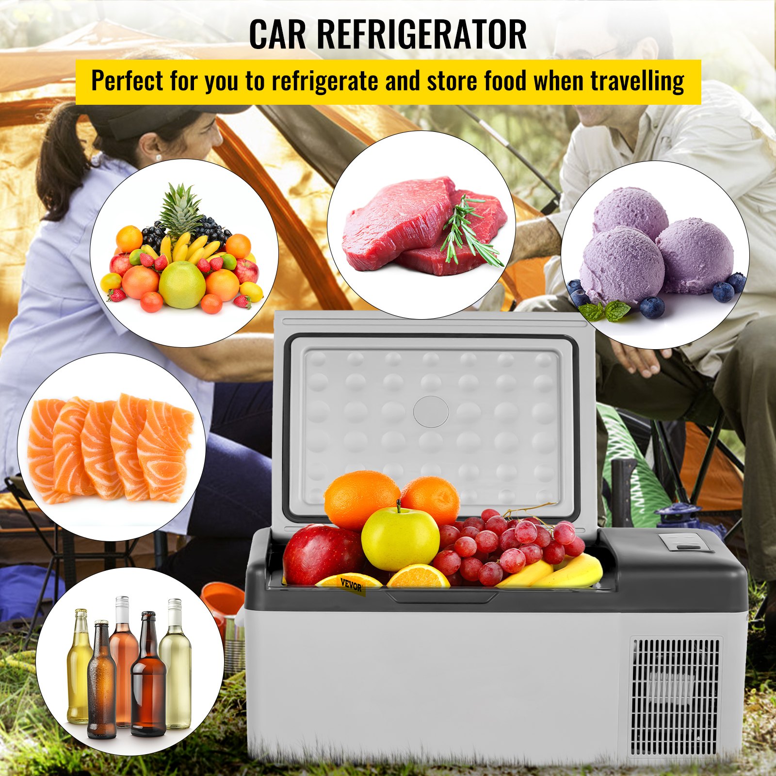 12 Volt Refrigerator 16 Qt, Portable Mini Car Fridge w/ -4℉-68℉ Cooling Range & App Control 12/24V DC & 110-240V AC Electric Compressor Cooler for Truck Vehicle RV Boat Outdoor & Home Use, Grey 12 Volt Refrigerator 16 Qt, Portable Mini Car Fridge w/ -4℉-68℉ Cooling Range & App Control 12/24V DC & 110-240V AC Electric Compressor Cooler for Truck Vehicle RV Boat Outdoor & Home Use, Grey