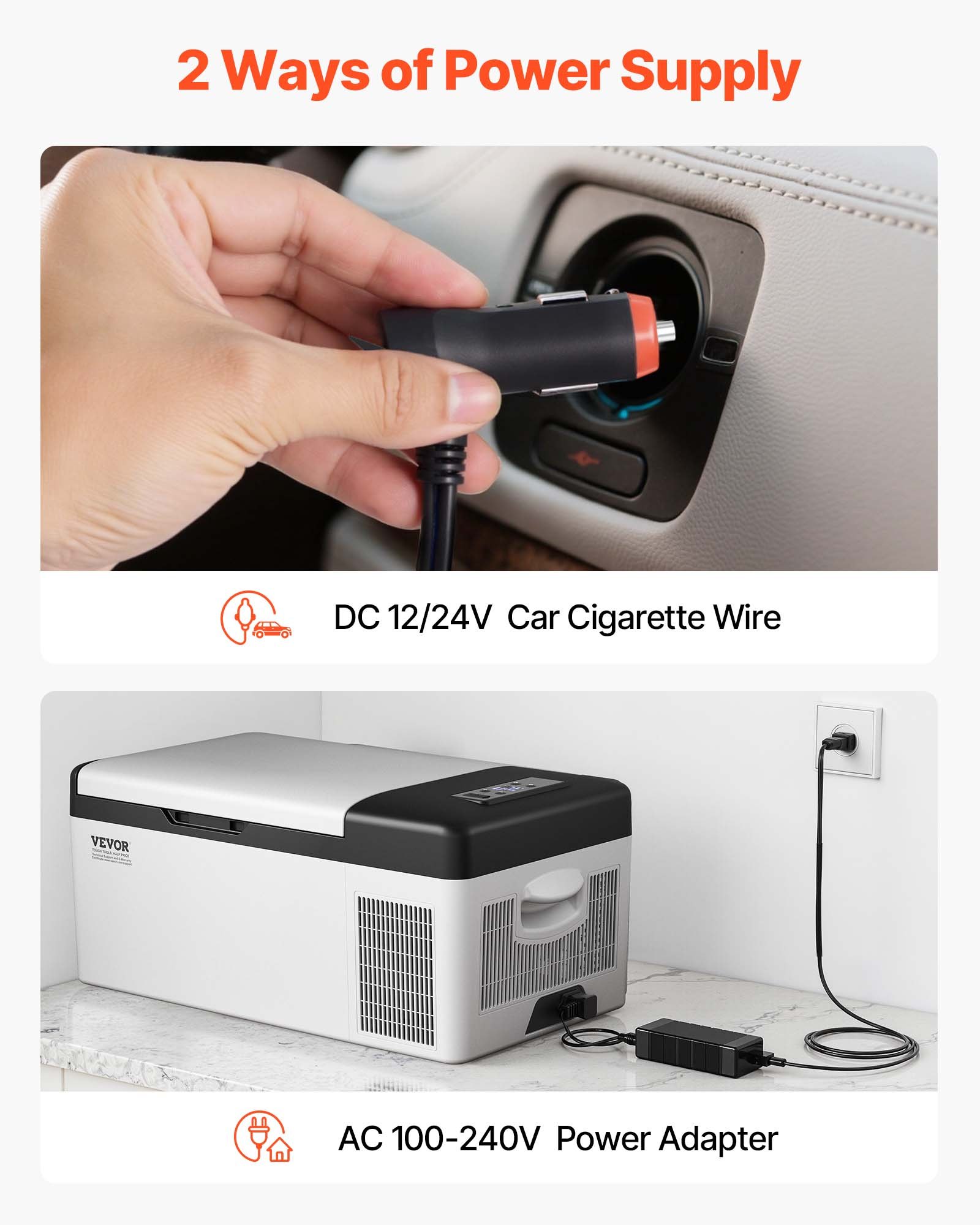 VEVOR 12 Volt Refrigerator 16 Qt, Portable Mini Car Fridge with -4℉-68℉ Cooling Range & App Control 12/24V DC & 110-240V AC Electric Compressor Cooler for Truck Vehicle RV Boat Outdoor & Home Use, Gre