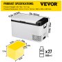 VEVOR 12 Volt Car Refrigerator Portable Freezer 22Qt Dual Zone with APP Control