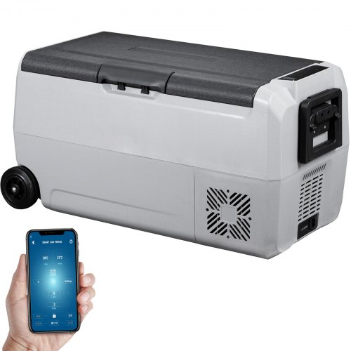 VEVOR 12 Volt Refrigerator, 38 Qt Dual Zone Car Fridge Freezer w/App Control & Wheels 12/24V DC & 110-240V AC Electric Compressor Cooler for Truck Vehicle RV Boat Outdoor & Home Use