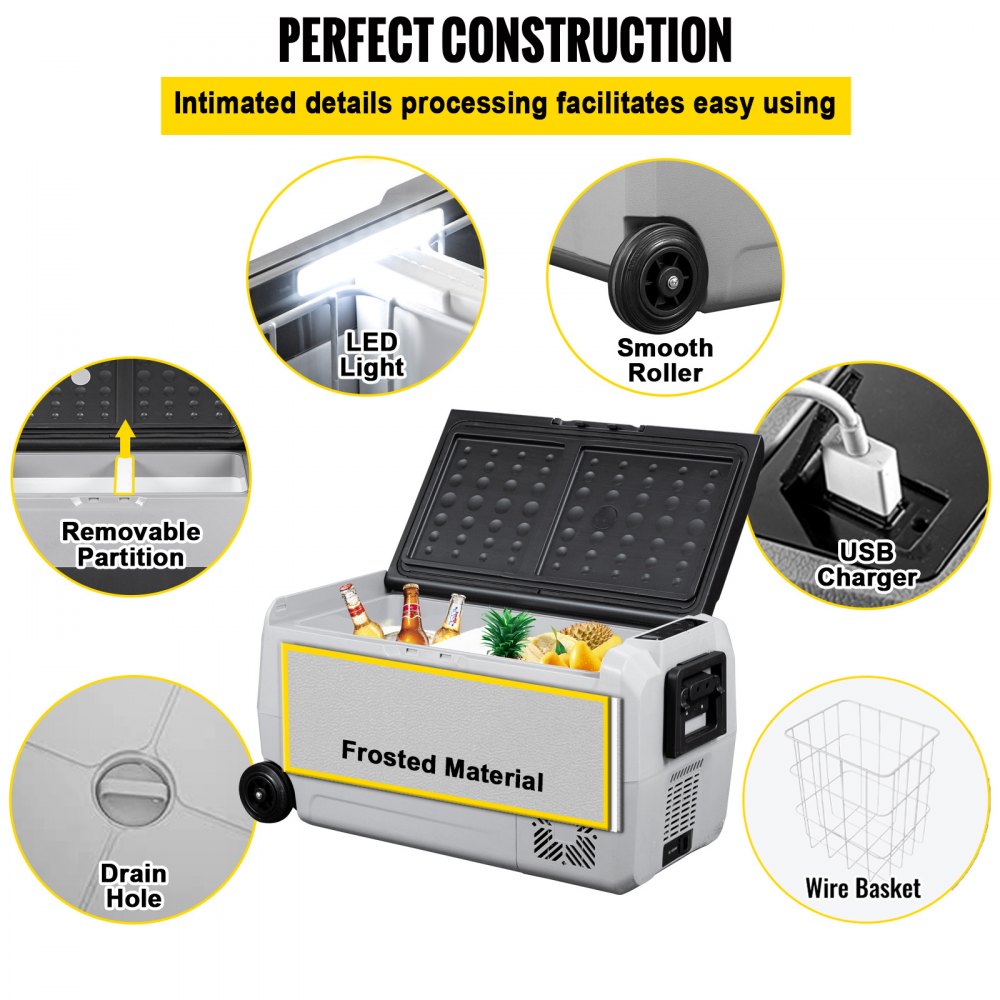 VEVOR 12 Volt Refrigerator, 38 Qt Dual Zone Car Fridge Freezer w/App Control & Wheels 12/24V DC & 110-240V AC Electric Compressor Cooler for Truck Vehicle RV Boat Outdoor & Home Use