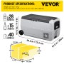 VEVOR 12 Volt Refrigerator, 38 Qt Dual Zone Car Fridge Freezer w/App Control & Wheels 12/24V DC & 110-240V AC Electric Compressor Cooler for Truck Vehicle RV Boat Outdoor & Home Use
