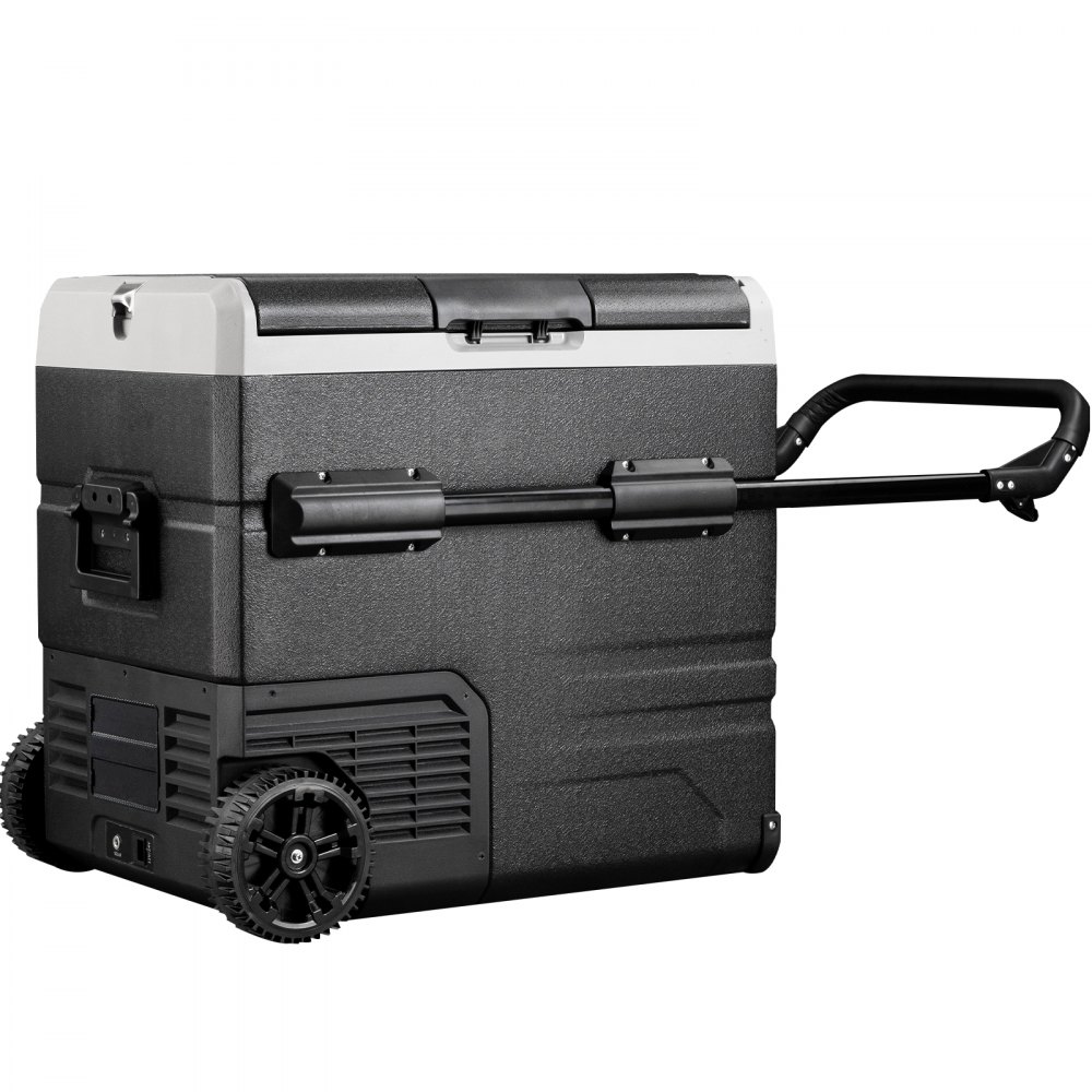 VEVOR 12 Volt Refrigerator 48 Quart, Dual Zone Car Fridge Freezer w/App Control & Wheels 12/24V DC & 110-240V AC Electric Compressor Cooler for Truck Vehicle RV Boat Outdoor & Home Use, -4℉-68℉ Black