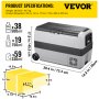 VEVOR 12 Volt Refrigerator, 53 Qt Dual Zone Car Fridge Freezer w/App Control & Wheels 12/24V DC & 110-240V AC Electric Compressor Cooler for Truck Vehicle RV Boat Outdoor & Home Use