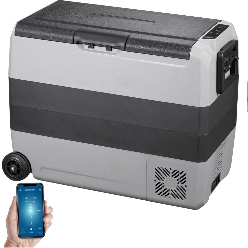 VEVOR 12 Volt Refrigerator, 63 Qt Dual Zone Car Fridge Freezer w/App  Control & Wheels