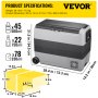 VEVOR Refrigerador de 12 voltios, refrigerador congelador para automóvil de doble zona de 63 cuartos con control de aplicación y ruedas, refrigerador de compresor eléctrico de 12/24 V CC y 110-240 V CA para camión, vehículo, RV, barco, uso al aire libre y en el hogar