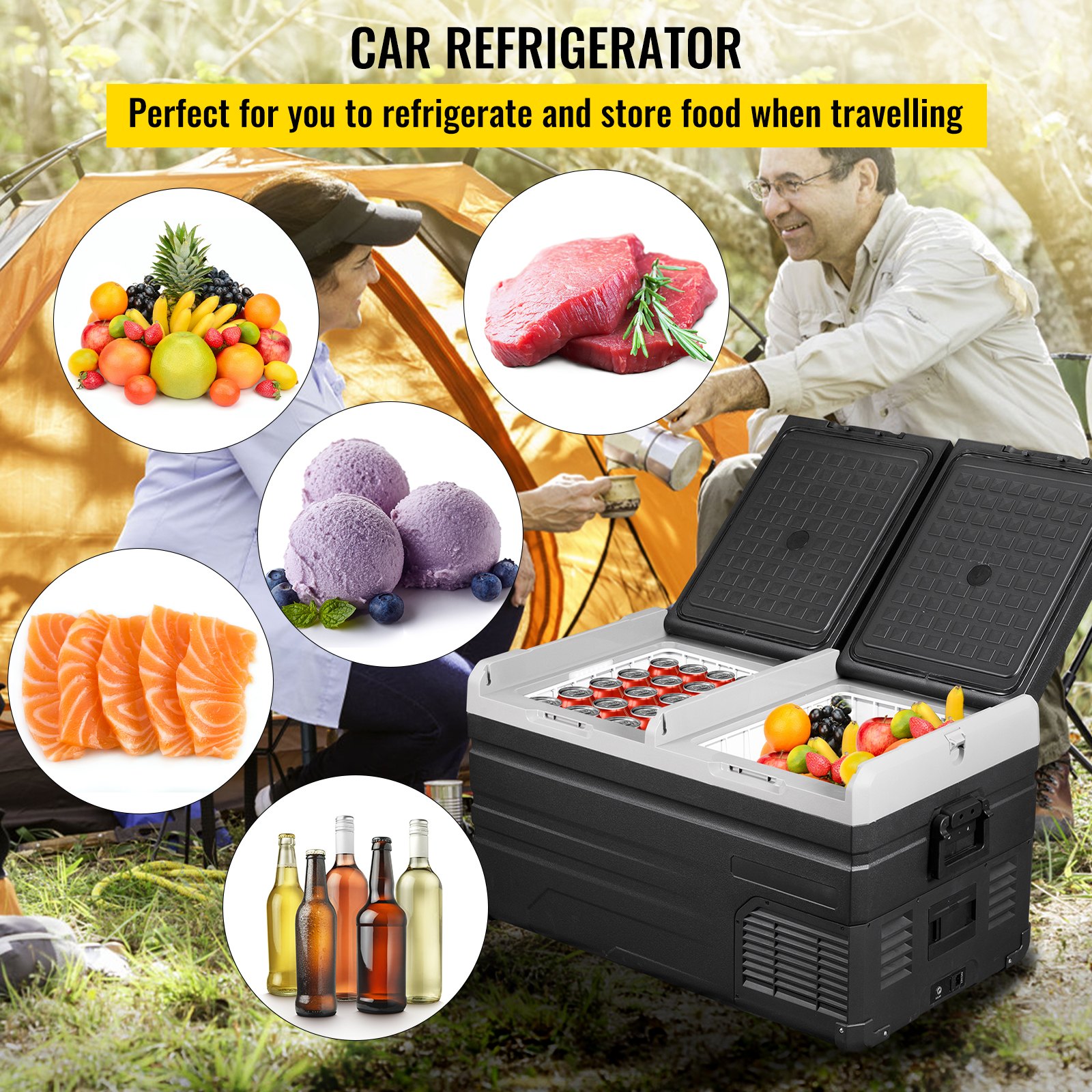 12 Volt Refrigerator Refrigerator 80 Quart, Dual Door Chest Refrigerator 12/24V DC & 110-240V AC Electric Compressor Cooler for Truck Vehicle RV Boat Outdoor & Home Use 12 Volt Refrigerator Refrigerator 80 Quart, Dual Door Chest Refrigerator 12/24V DC & 110-240V AC Electric Compressor Cooler for Truck Vehicle RV Boat Outdoor & Home Use