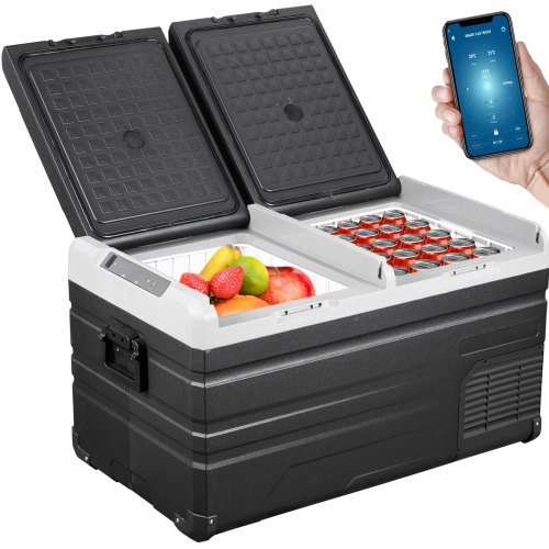 VEVOR 12 Volt Refrigerator 100 Quart, Dual Door Chest Refrigerator 12/24V DC & 110-240V AC Electric Compressor Cooler for Truck Vehicle RV Boat Outdoor & Home Use, -4℉-68℉ Black