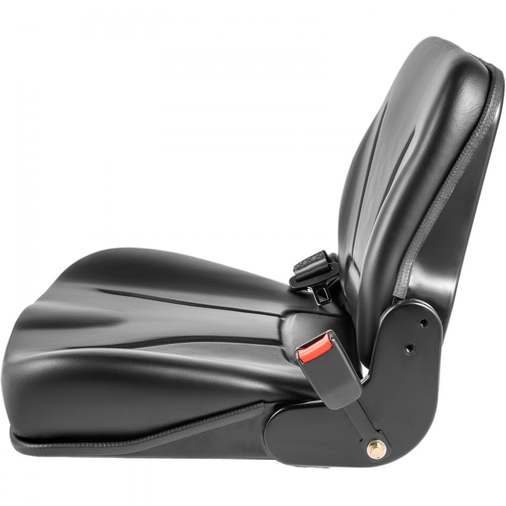 VEVOR Tractor Seat Universal Folding Forklift Seat Black Vinyl with Seat Belt
