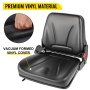 VEVOR Tractor Seat Universal Folding Forklift Seat Black Vinyl with Seat Belt