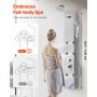 VEVOR Shower Panel Tower System with Rainfall Shower Head, 49 in Brushed Stainless Steel Shower Column, 3-Function Faucet, High Pressure Wall-Mount Rain Massage System with 6 Body Jets and Handheld
