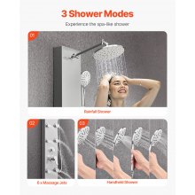 Shower Panel Tower System Stainless Steel Column Rainfall Head Massage Jet 3Mode