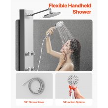 Shower Panel Tower System Stainless Steel Column Rainfall Head Massage Jet 3Mode
