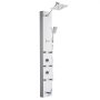 Sistema de painel de chuveiro VEVOR com chuveiro de chuva, LED, coluna de chuveiro de aço inoxidável escovado de 49 pol., torneira de 4 funções, sistema de massagem de chuva de parede com 6 jatos corporais, manual e bica para banheira