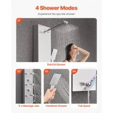 VEVOR Shower Panel Tower System Stainless Steel Column Rainfall Head Massage Jet
