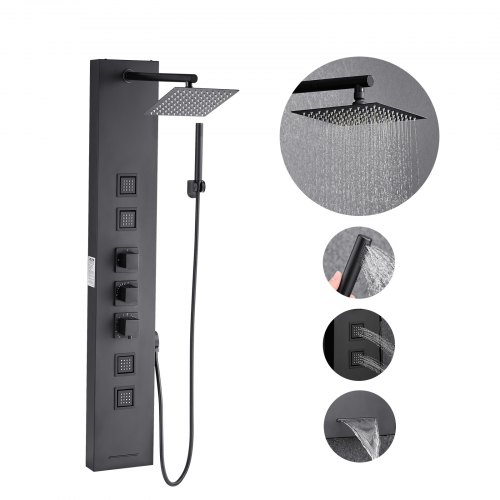 Shower Panel Tower System Stainless Steel Column Rainfall Head Massage Jet 4Mode