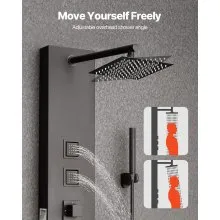 Shower Panel Tower System Stainless Steel Column Rainfall Head Massage Jet 4Mode