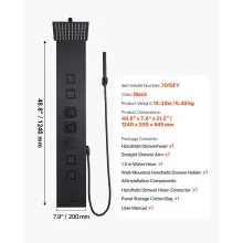 Shower Panel Tower System Stainless Steel Column Rainfall Head Massage Jet 4Mode