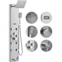 Vežový sprchový panelový systém VEVOR 6 režimov digitálny displej Nerezová oceľ Dážď