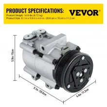 VEVOR CO 101290C (4L3Z19703AB) Universal Air Conditioner AC Compressor for 93-07 Ford Lincoln Mercury Thunderbird F150 4.2L 4.6L 5.4L 6.8L FS10 A/C Compressor Assembly 58129 57129 58165 57165