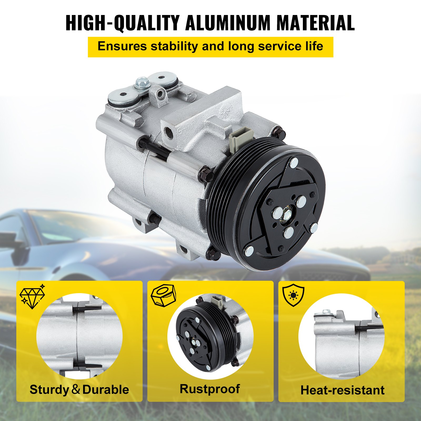 VEVOR CO 101290C (4L3Z19703AB) Univerzální kompresor klimatizace klimatizace pro 93-07 Ford Lincoln Mercury Thunderbird F150 4,2L 4,6L 5,4L 6,8L Sestava kompresoru klimatizace FS10 58129 57125 57 56