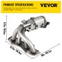 VEVOR Catalytic Converter Compatible with 2002, 2003, 2004, 2005, 2006 Toyota Camry & Solara 2.4L, High Flow Cat Stainless Steel Cat Converter with Gasket Kit Exhaust Manifold (OBD III Compliant)