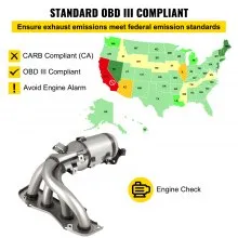 VEVOR Catalytic Converter Compatible with 2002, 2003, 2004, 2005, 2006 Toyota Camry & Solara 2.4L, High Flow Cat Stainless Steel Cat Converter with Gasket Kit Exhaust Manifold (OBD III Compliant)