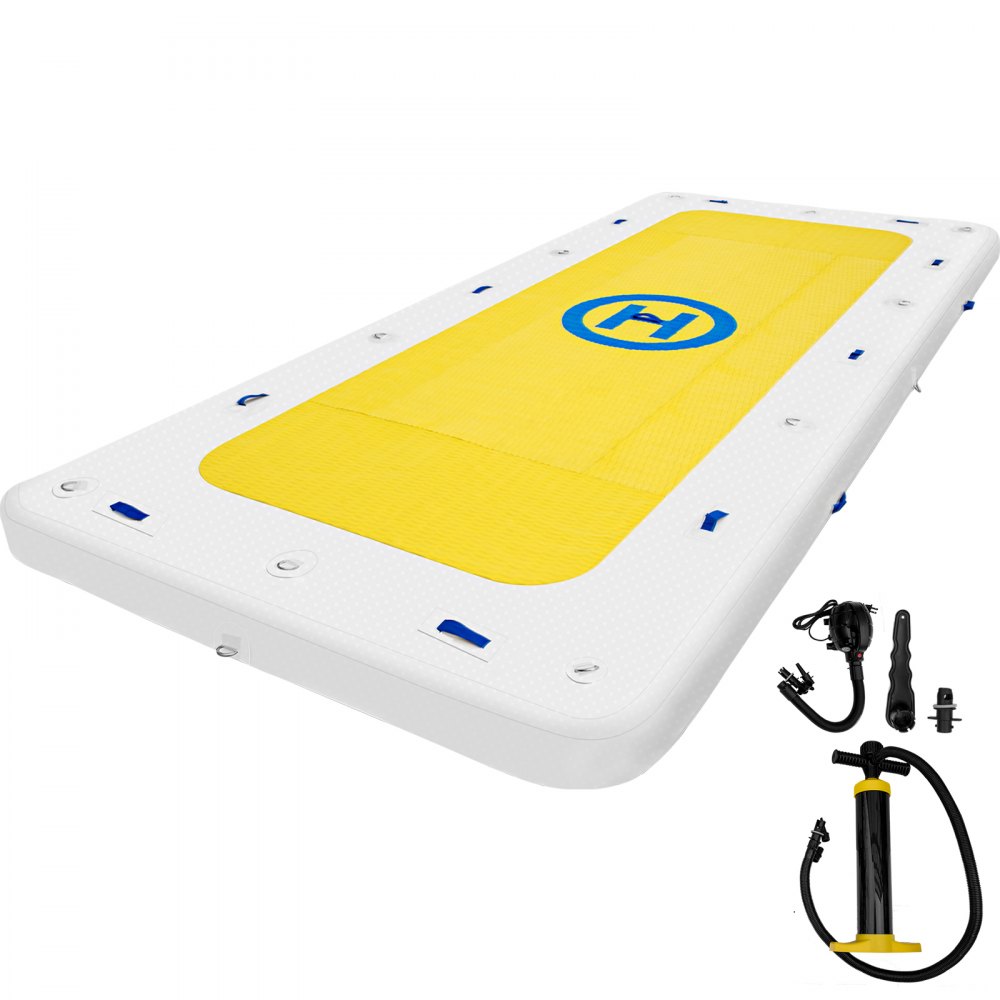 VEVOR Inflatable Dock Floating Platform, 12 x 6 ft, 3-5 Person Capacity, 6 inches Thick, Swim Dock with Hand Pump, Electric Air Pump & Storage Bag, Drop Stitch PVC Non-Slip Raft for Pool Beach Ocean