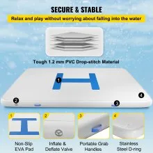 VEVOR 13’x6.5’x6” Inflatable Dock Platform, 8 to 10 Person Inflatable Floating Dock, Floating Platform with Electric Air Pump & Hand Pump for Pool Beach Ocean Lake Float for Adults