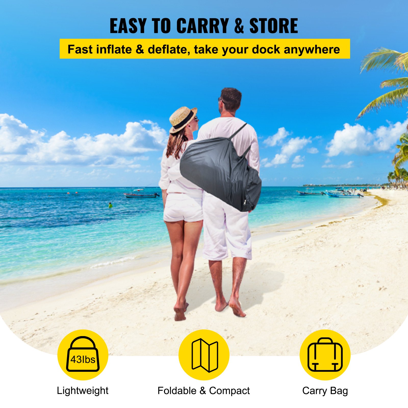 VEVOR 13’x6.5’x6” Inflatable Dock Platform, 8 to 10 Person Inflatable Floating Dock, Floating Platform with Electric Air Pump & Hand Pump for Pool Beach Ocean Lake Float for Adults