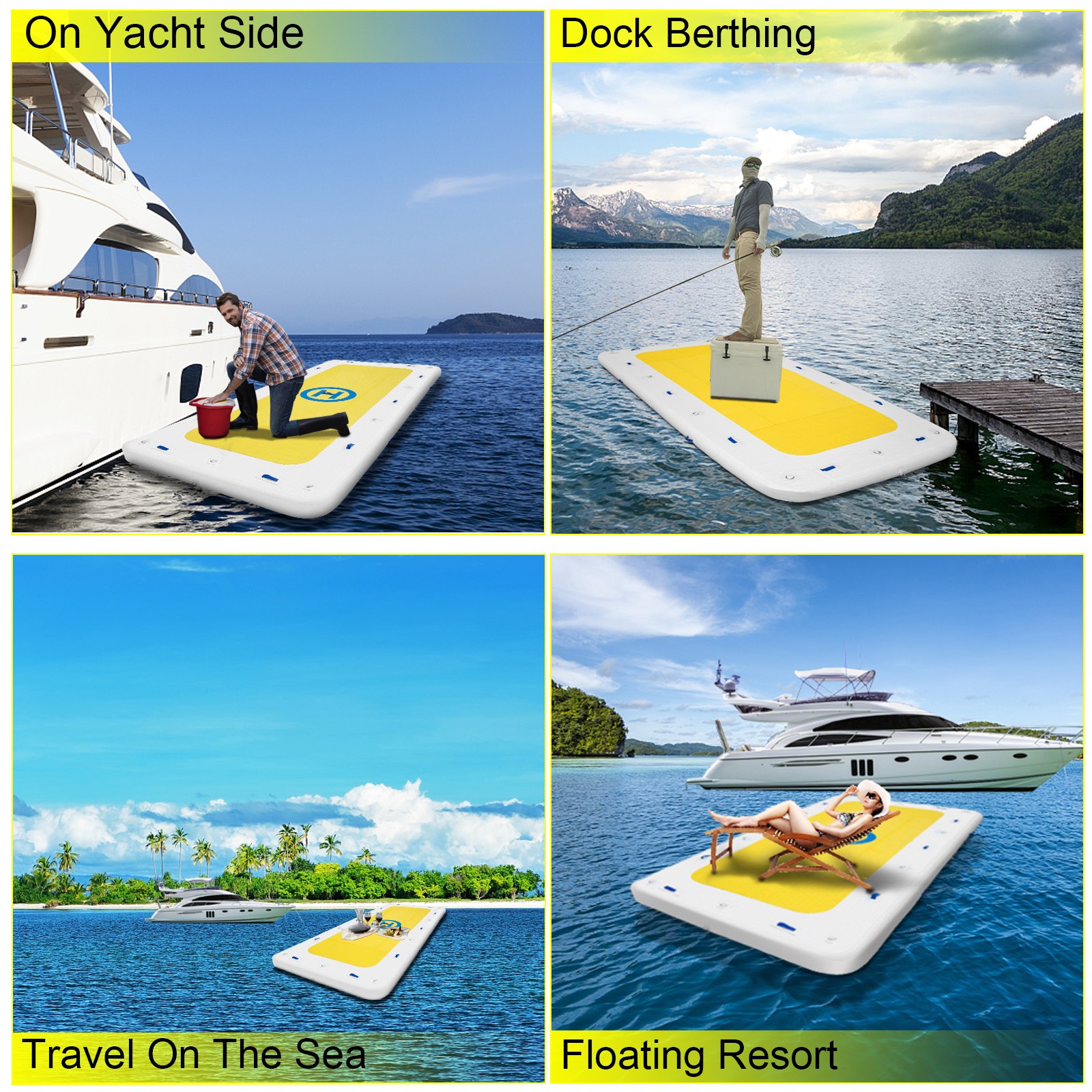 VEVOR Inflatable Dock Platform 15’x6’x6” Inflatable Dock, 10- to 12-Person Inflatable Floating Dock, Floating Platform with Electric Air Pump & Hand Pump for Pool Beach Ocean Lake Float for Adults
