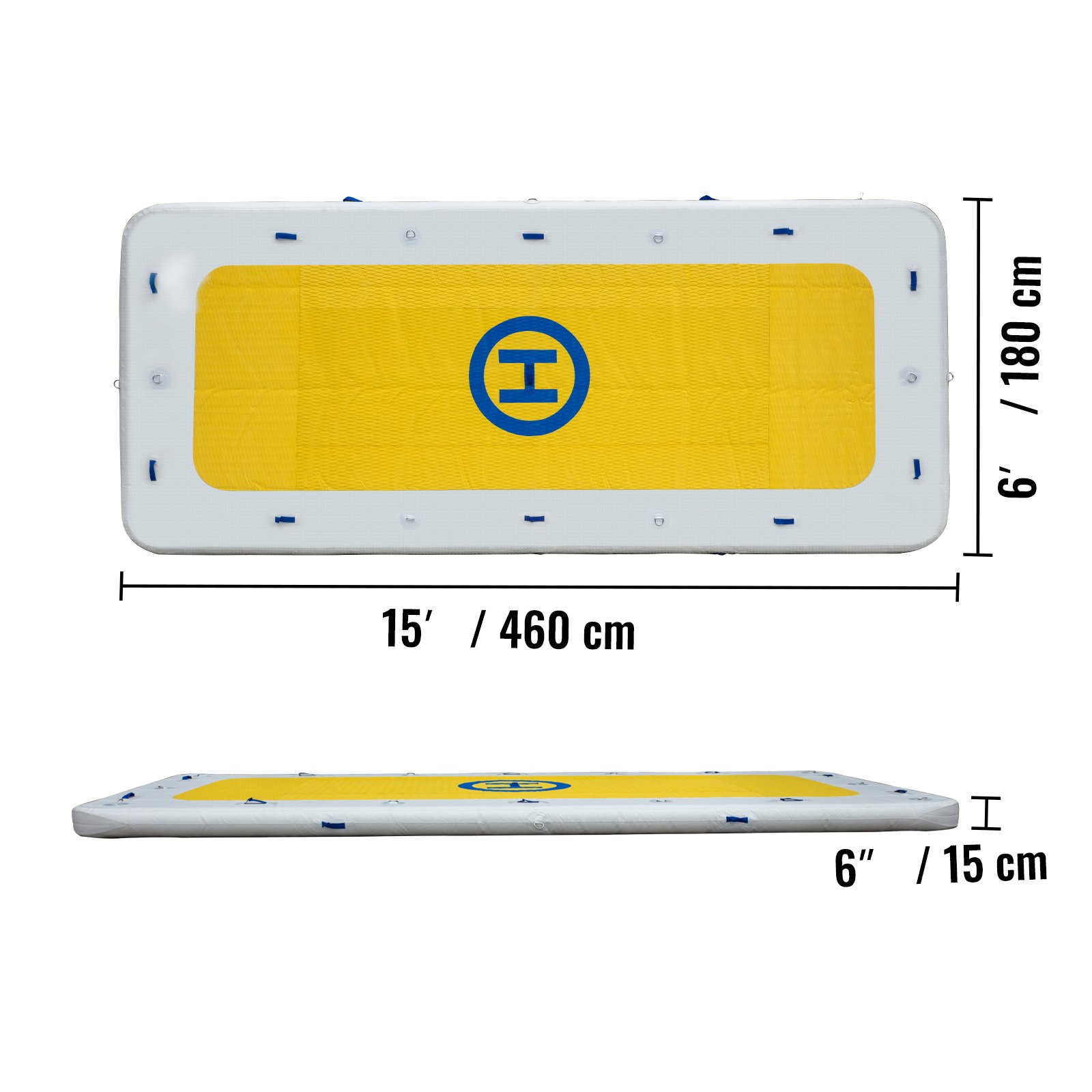 VEVOR Inflatable Dock Platform 15’x6’x6” Inflatable Dock, 10- to 12-Person Inflatable Floating Dock, Floating Platform with Electric Air Pump & Hand Pump for Pool Beach Ocean Lake Float for Adults