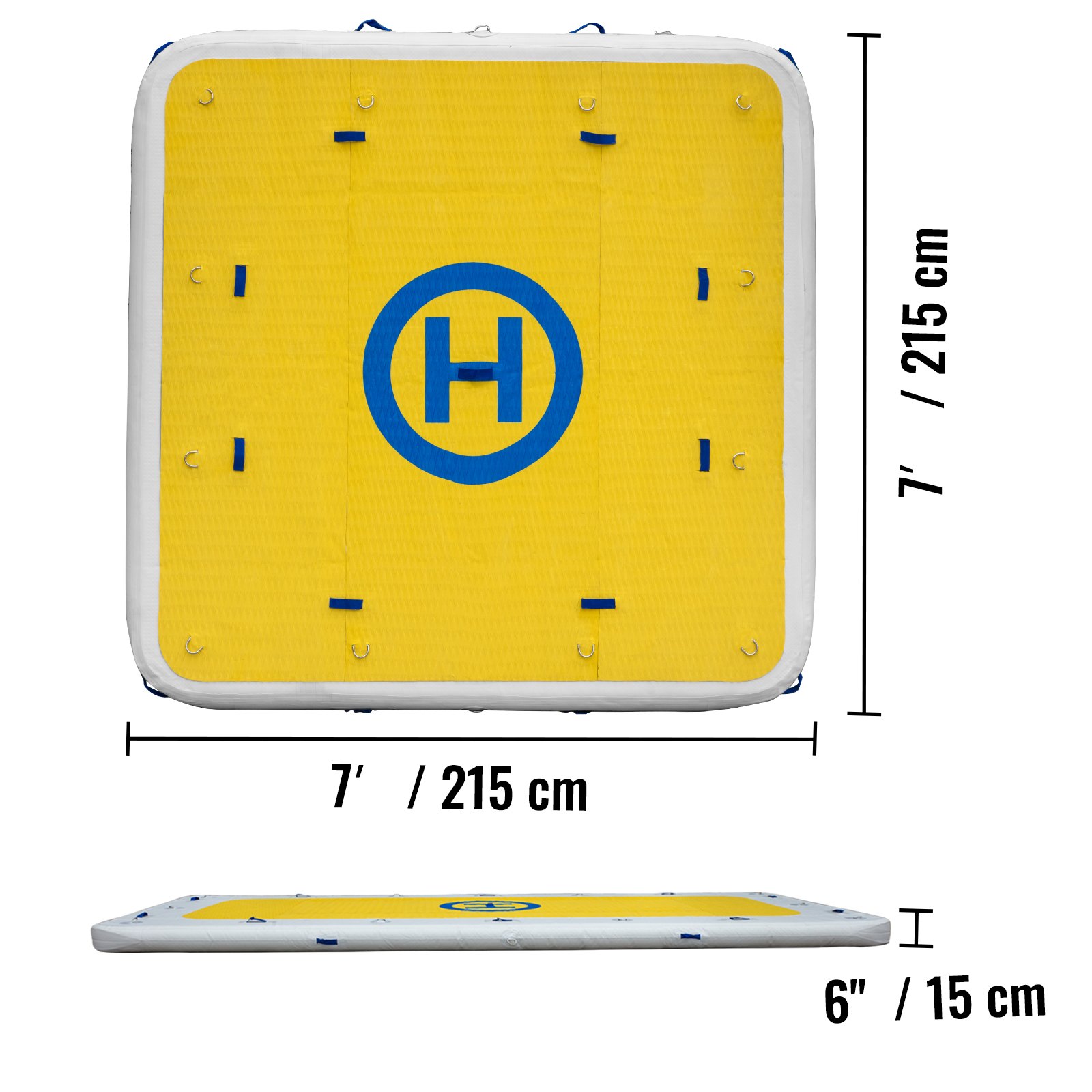 VEVOR Inflatable Dock Platform 7’x7’x6” Inflatable Dock, 10- to 12-Person Inflatable Floating Dock, Floating Platform with Electric Air Pump & Hand Pump for Pool Beach Ocean Lake Float for Adults