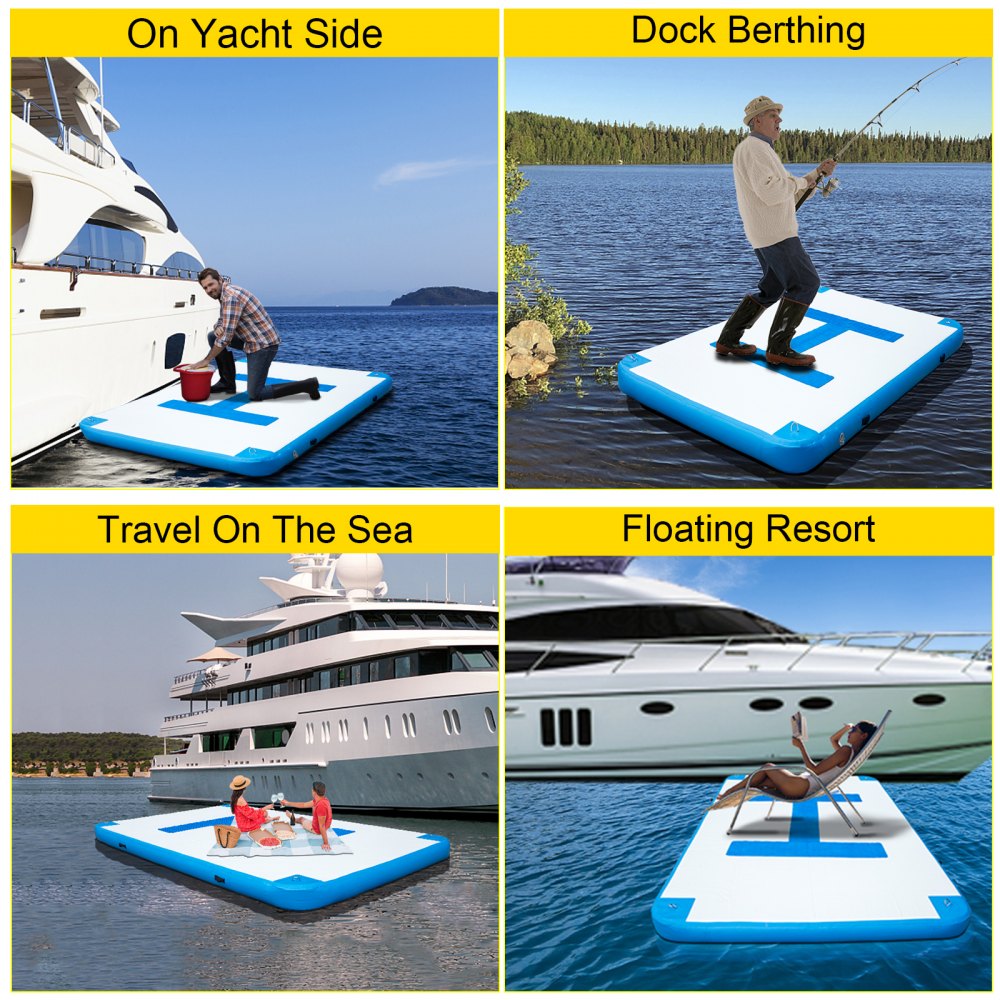 Vevor Inflatable Dock Platform Inflatable Dock 10'x6.5'x6" Floating Dock W/ Pump