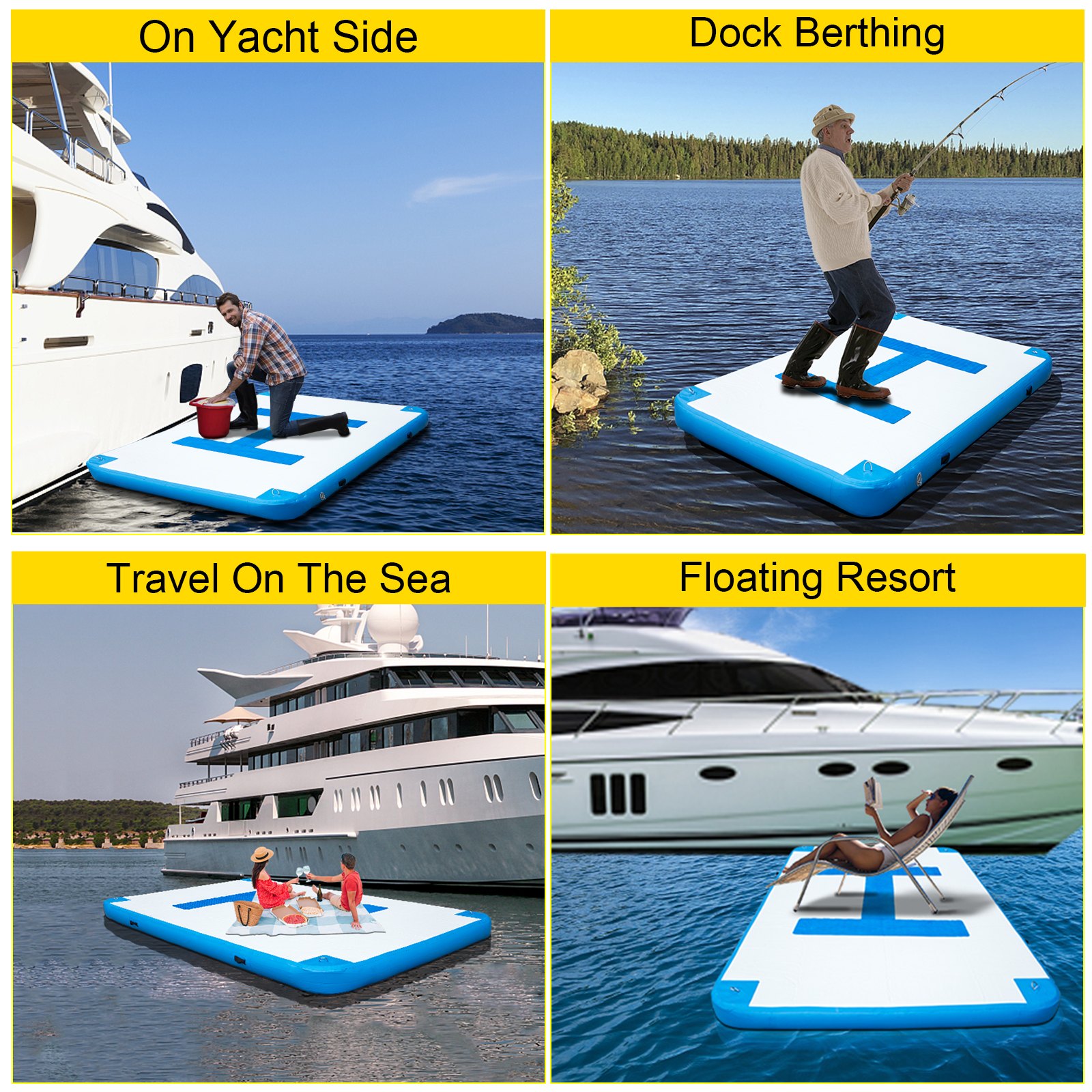 Vevor Inflatable Dock Platform Inflatable Dock 10'x6.5'x6" Floating Dock W/ Pump