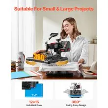 VEVOR Heat Press, 5 in 1 Heat Press 12x15 Machine Machine, Digital Precise Temperature Control, Clamshell Sublimation Transfer Printer Fast Heat-up, Vinyl Heat Press for Mug Cup T-Shirt Plate, 900W