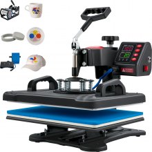 VEVOR Heat Press, 5 in 1 Heat Press Machine Machine 30.48 x 38.1 cm, Clamshell Sublimation Transfer Printer Fast Heat-up, Digital Precise Temperature Control, Vinyl Heat Press for T-Shirt Plate Mug Cup, 1250W