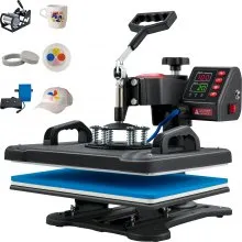 VEVOR Heat Press, 5 in 1 Heat Press Machine 30.48 x 38.1 cm, Clamshell Sublimation Transfer Printer Fast Heat-up, Digital Precise Temperature Control, Vinyl Heat Press for T-Shirt Plate Mug Cup, 1250W