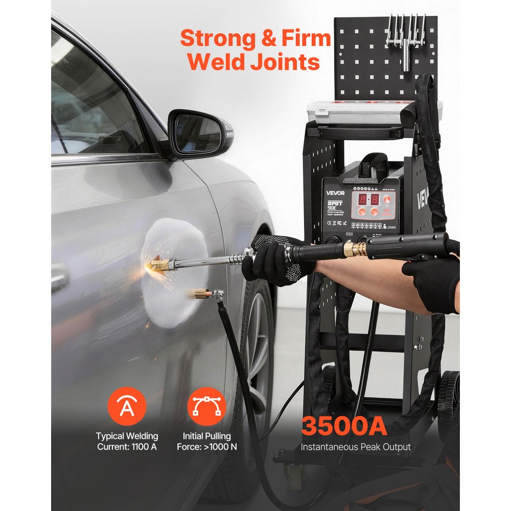 VEVOR Stud Welder Dent Repair Kit & Welding Cart, 3KW Spot Welder with 2 Welding Guns and 7 Modes, Auto Body Spot Welding Dent Repair Machine for Steel Panel Repair