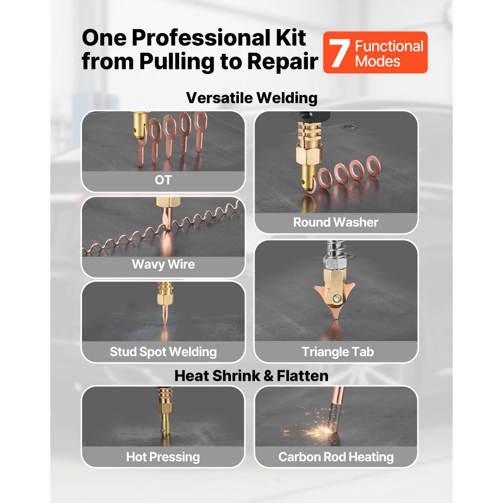 VEVOR Stud Welder Dent Repair Kit & Welding Cart, 3KW Spot Welder with 2 Welding Guns and 7 Modes, Auto Body Spot Welding Dent Repair Machine for Steel Panel Repair