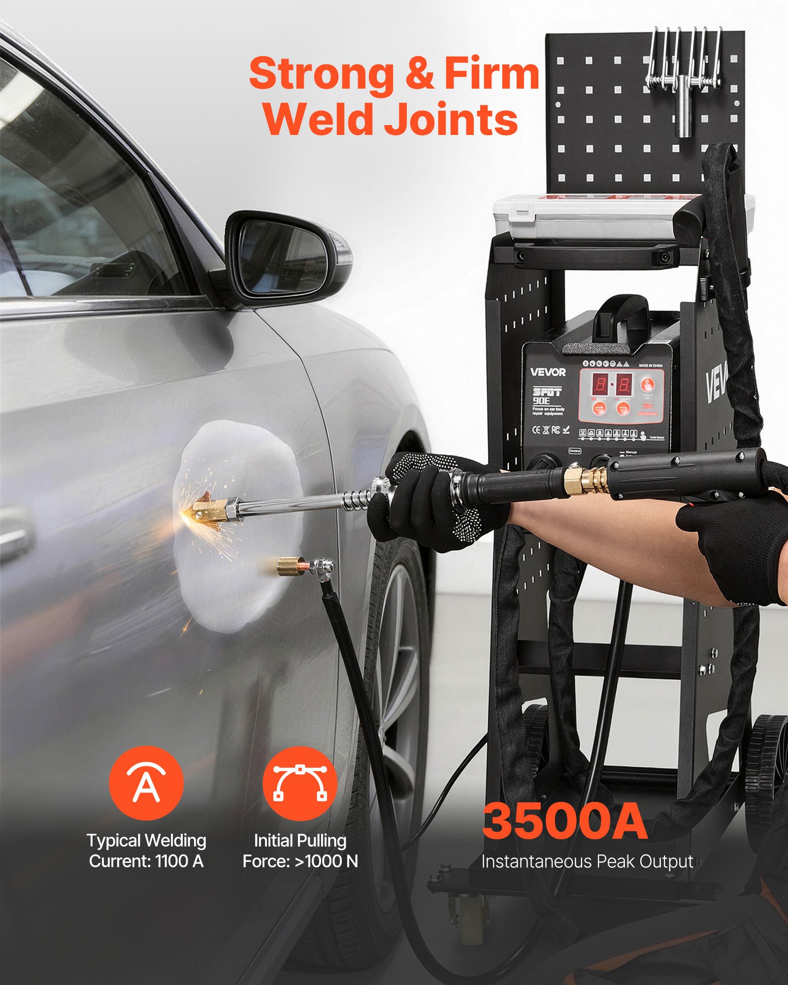 VEVOR Stud Welder Dent Repair Kit & Welding Cart, 3KW Spot Welder with 2 Welding Guns and 7 Modes, Auto Body Spot Welding Dent Repair Machine for Steel Panel Repair