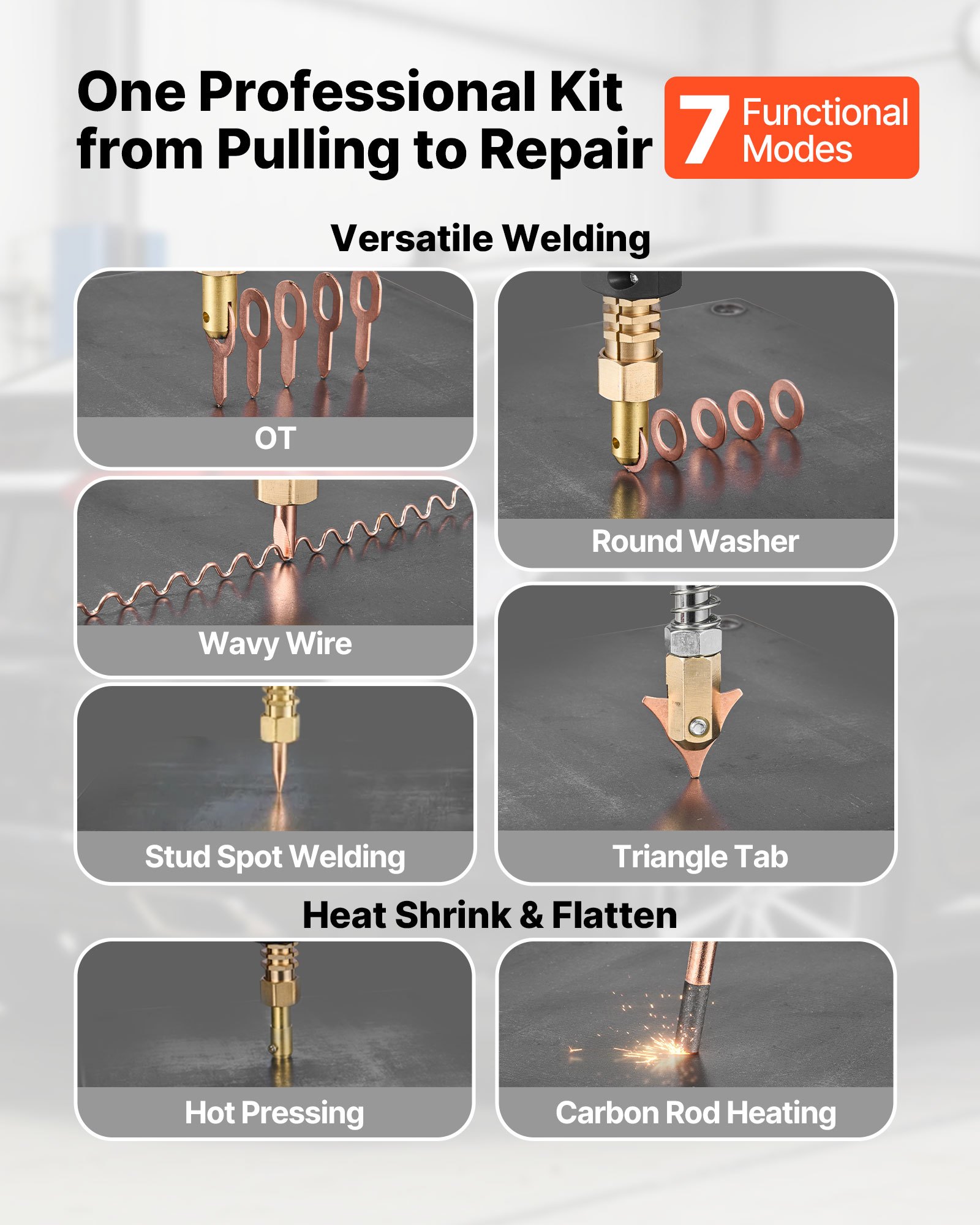 VEVOR Stud Welder Dent Repair Kit & Welding Cart, 3KW Spot Welder with 2 Welding Guns and 7 Modes, Auto Body Spot Welding Dent Repair Machine for Steel Panel Repair