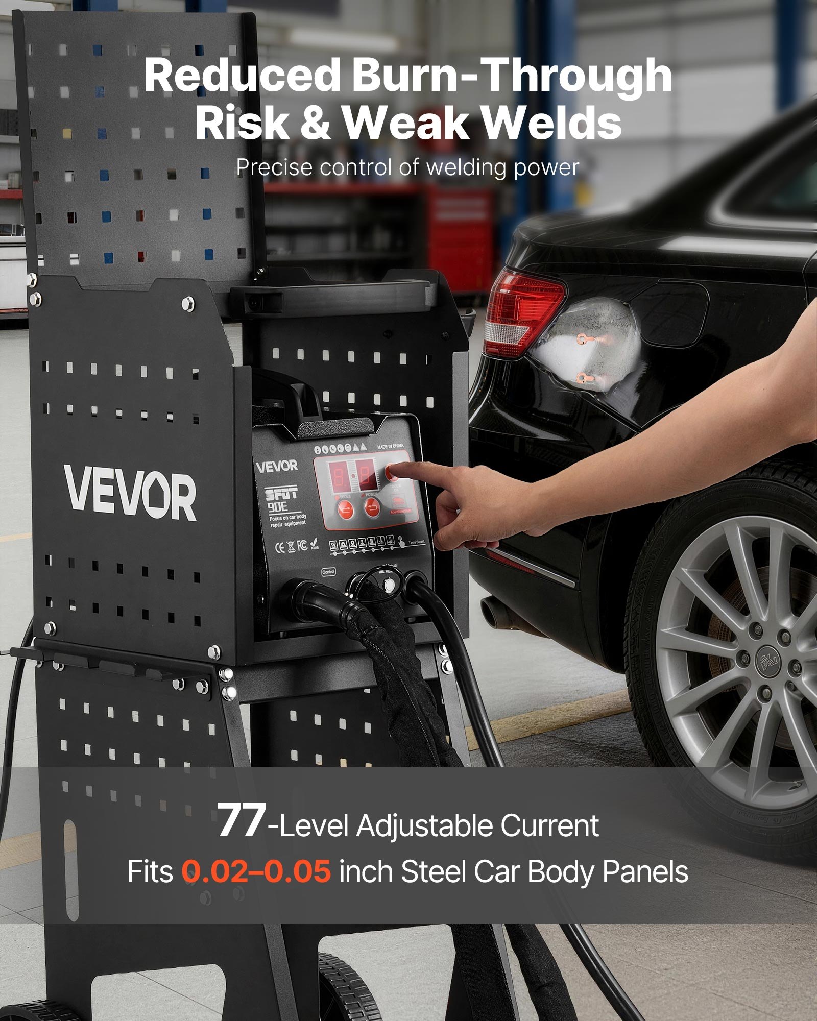 VEVOR Stud Welder Dent Repair Kit & Welding Cart, 3KW Spot Welder with 2 Welding Guns and 7 Modes, Auto Body Spot Welding Dent Repair Machine for Steel Panel Repair